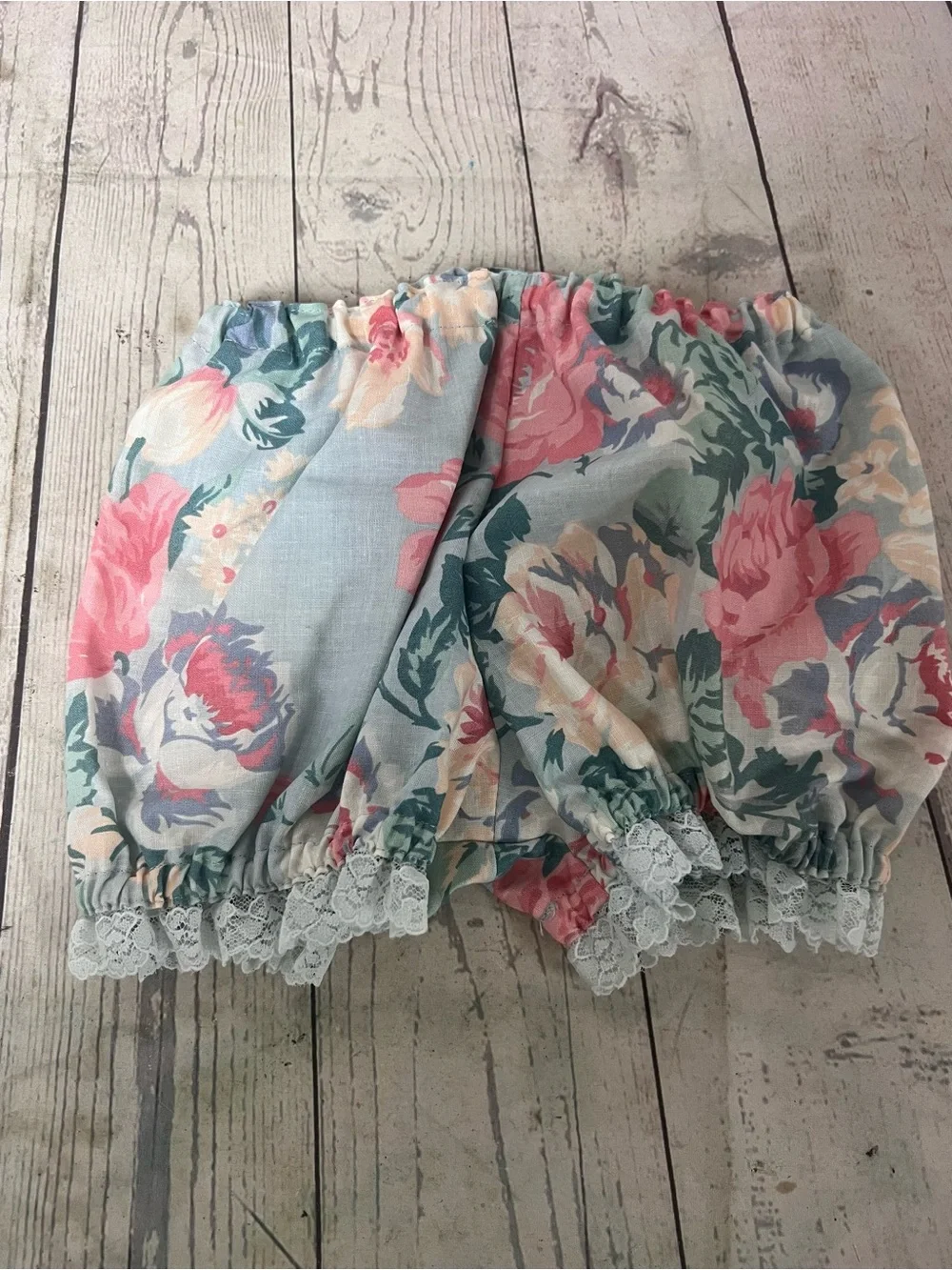 Vintage Hand Made Size 9-12 Months Baby Dress Embroidered Flower Bow Blue